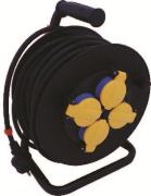 Электрический кабельный удлинитель с заземлением на катушке, евро, 4 гнезда